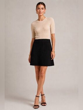 Theory stretch wool blend colour block mini dress